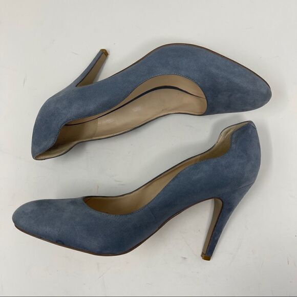Nine West Smolder Blue Suede Pumps Shoes Women's Size 8M Round Toe - Picture 4 of 10